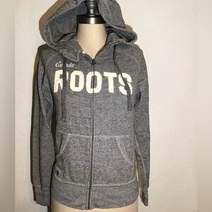 Canada roots Women's Zip Up Hoodie Sweatshirt Heather Grey Size Small